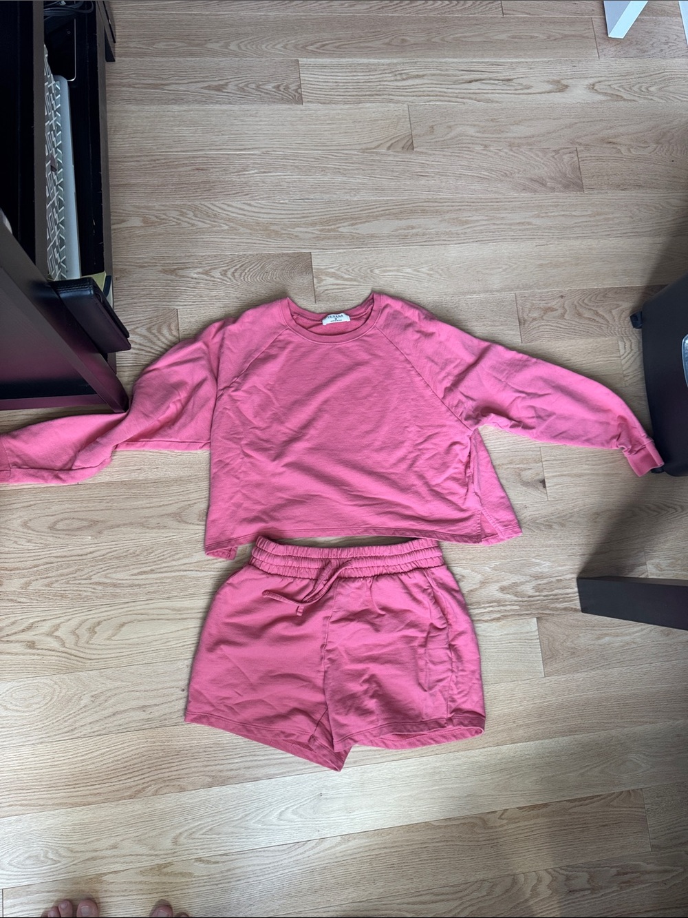 Zenana Outfitters Pink Two-Piece Pajama Set - Long Sleeve Top & Shorts